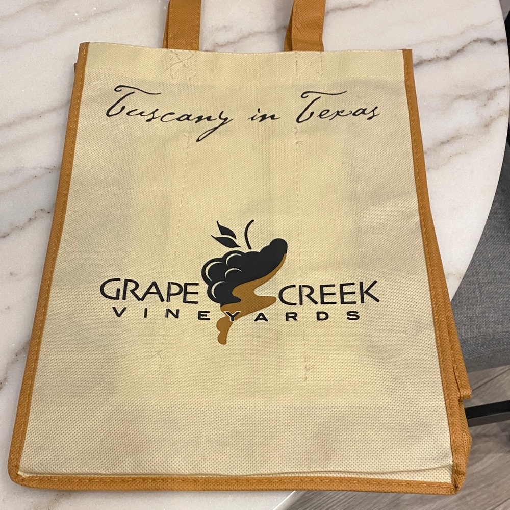 Grape Creek Vineyards, Tuscany in Texas Reusable 3 bottle wine tote bag